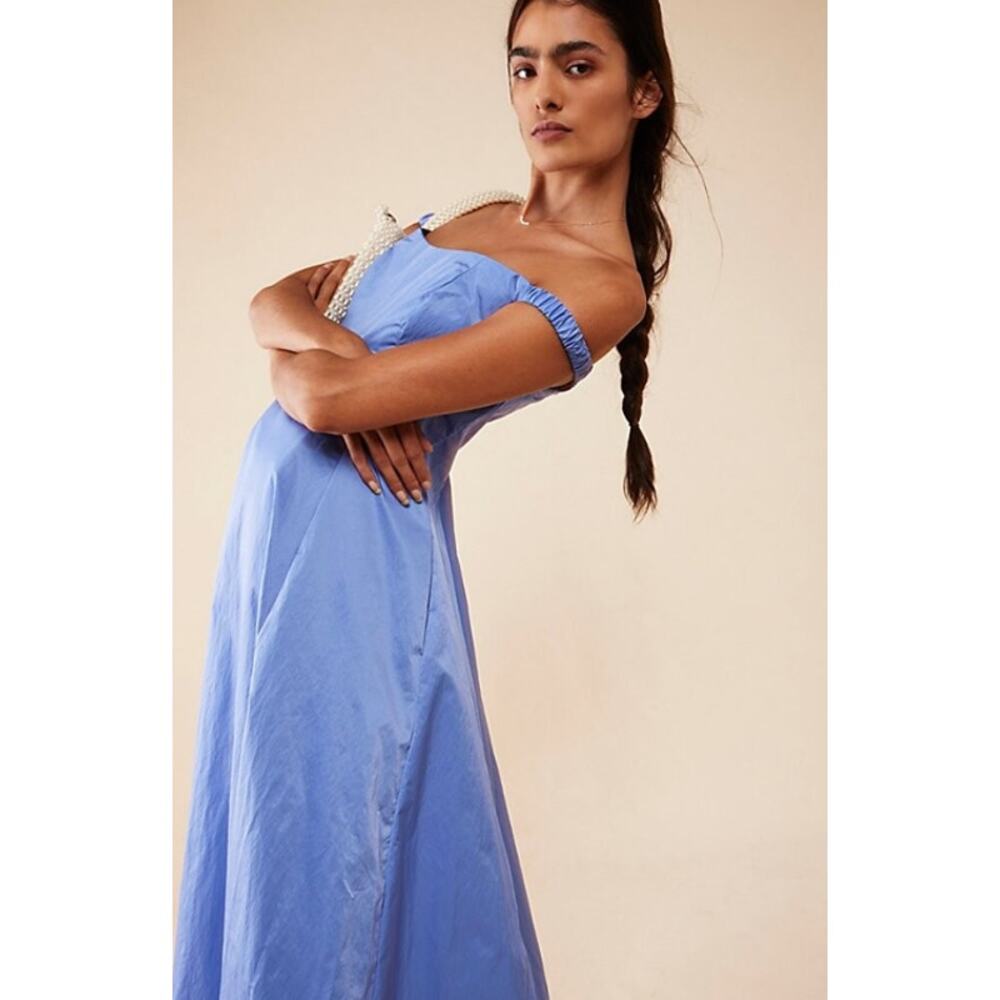 Free People Alinda Dress Ruched Off The Shoulder Fit and Flare Midi Size 2 NWOT - Picture 4 of 7